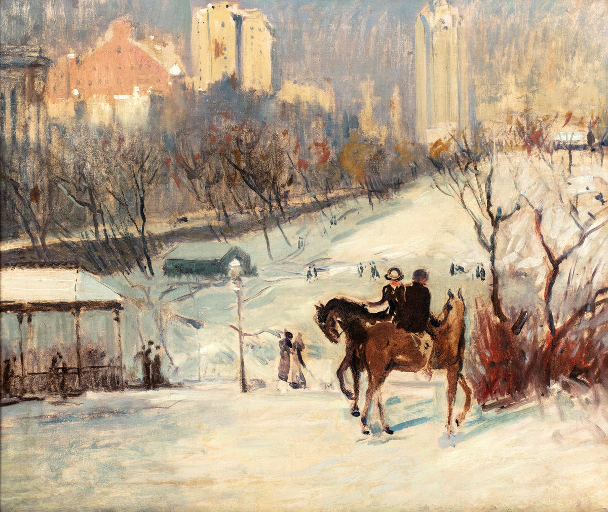 Horseback Riders in Central Park, Winter, ca. 1918-20 by Arthur Clifton ...