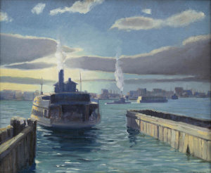 Silvio Benjamin Valerio - Liberty Street Ferry, Erie Railroad, New York City, 1940