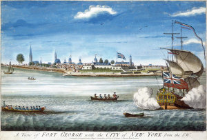 John Carwitham - A View of Fort George with the City of New York, ca. 1764