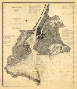 United States Coast Survey - Coast Chart No. 20 New York Bay and Harbor, New York, 1866