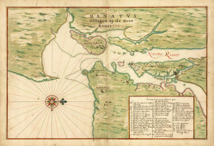 Joan Vinckeboons - Map of New York City Region - Manatvs gelegen op de Noot Riuier, 1639