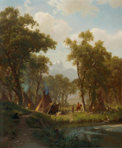 Albert Bierstadt - Indian Encampment, Shoshone Village, 1860