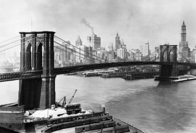 William J. Roege - Brooklyn Bridge and Manhattan from Brooklyn Shore, N.Y.C., 1924