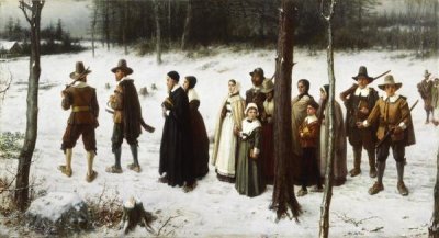 George Henry Boughton - Pilgrims Going to Church, 1867