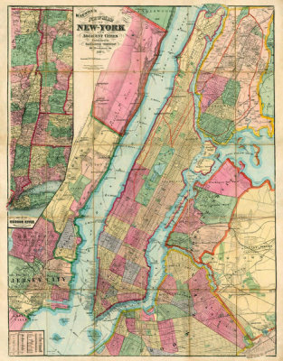 Gaylord Watson - Map of New York and Adjacent Cities, 1874