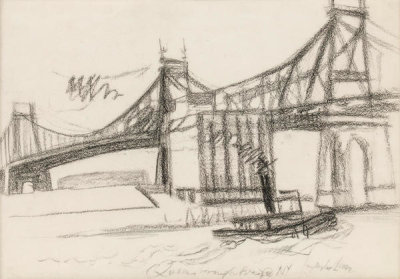 Richard Hayley Lever - Queensborough Bridge, New York, ca. 1912-20