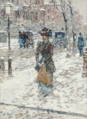 Childe Hassam - Lady Walking Down Fifth Avenue, 1902